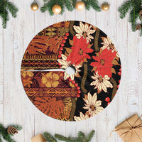 Hawaii Christmas Poinsettia Lei Tree Skirt Tapa Pattern - Polynesian Pride
