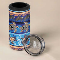 Hawaii Turtles Pattern Special Blue 4 in 1 Can Cooler Tumbler - Polynesian Pride