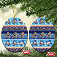 Hawaii Turtles Pattern Special Blue Ceramic Ornament - Polynesian Pride