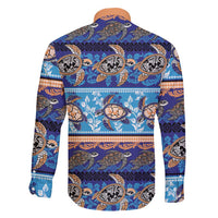 Hawaii Turtles Pattern Special Blue Family Matching Off Shoulder Maxi Dress and Hawaiian Shirt - Polynesian Pride