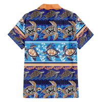 Hawaii Turtles Pattern Special Blue Family Matching Off Shoulder Short Dress and Hawaiian Shirt - Polynesian Pride