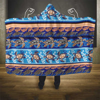 Hawaii Turtles Pattern Special Blue Hooded Blanket - Polynesian Pride
