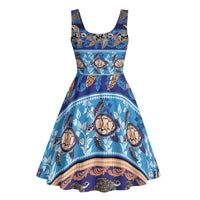 Hawaii Turtles Pattern Special Blue Midi Dress - Polynesian Pride
