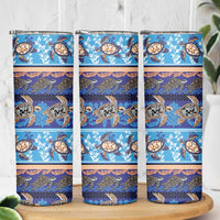 Hawaii Turtles Pattern Special Blue Skinny Tumbler - Polynesian Pride