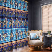Hawaii Turtles Pattern Special Blue Window Curtain - Polynesian Pride