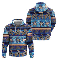 Hawaii Turtles Pattern Special Blue Zip Hoodie - Polynesian Pride