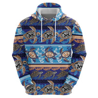 Hawaii Turtles Pattern Special Blue Zip Hoodie - Polynesian Pride