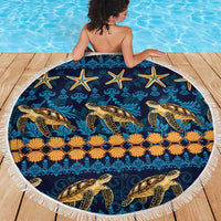 Hawaii Turtles Starfish Unique Pattern Beach Blanket - Polynesian Pride