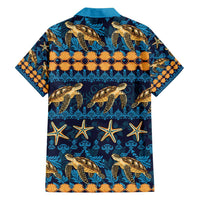 Hawaii Turtles Starfish Unique Pattern Family Matching Off Shoulder Maxi Dress and Hawaiian Shirt - Polynesian Pride