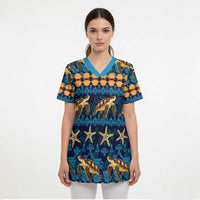 Hawaii Turtles Starfish Unique Pattern Scrub Top LT01 - Polynesian Pride