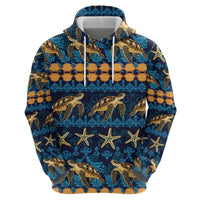 Hawaii Turtles Starfish Unique Pattern Zip Hoodie - Polynesian Pride