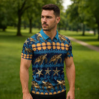 Hawaii Turtles Starfish Unique Pattern Zipper Polo Shirt - Polynesian Pride