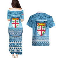 Fiji Rugby Couples Matching Puletasi Dress and Hawaiian Shirt Fijian Go 2023 World Cup LT01 - Polynesian Pride