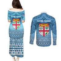 Fiji Rugby Couples Matching Puletasi Dress and Long Sleeve Button Shirts Fijian Go 2023 World Cup LT01 - Polynesian Pride