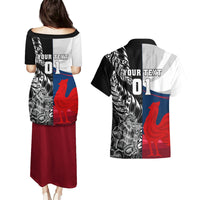 Custom New Zealand And France Rugby Couples Matching Puletasi Dress and Hawaiian Shirt XV de France Kiwi Silver Fern 2023 World Cup LT01 - Polynesian Pride