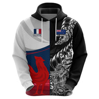 Custom New Zealand And France Rugby Hoodie XV de France Kiwi Silver Fern 2023 World Cup LT01 - Polynesian Pride