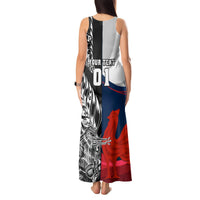 Custom New Zealand And France Rugby Tank Maxi Dress XV de France Kiwi Silver Fern 2023 World Cup LT01 - Polynesian Pride