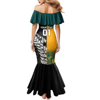 Custom New Zealand And Australia Rugby Mermaid Dress Wallabies Kiwi Silver Fern 2023 World Cup LT01 - Polynesian Pride