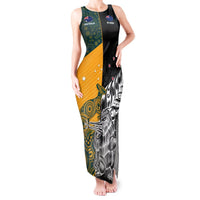 Custom New Zealand And Australia Rugby Tank Maxi Dress Wallabies Kiwi Silver Fern 2023 World Cup LT01 Women Black - Polynesian Pride