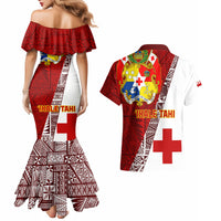 Tonga Rugby Couples Matching Mermaid Dress and Hawaiian Shirt Tongan Go 2023 World Cup LT01 - Polynesian Pride
