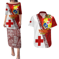 Tonga Rugby Couples Matching Puletasi Dress and Hawaiian Shirt Tongan Go 2023 World Cup LT01 Red - Polynesian Pride