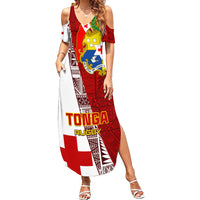 Custom Tonga Rugby Summer Maxi Dress Tongan Go 2023 World Cup LT01 Women Red - Polynesian Pride