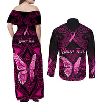 personalised-pink-out-couples-matching-off-shoulder-maxi-dress-and-long-sleeve-button-shirts-breast-cancer-awareness-polynesian-pattern-black-version