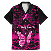 Personalised Pink Out Family Matching Mermaid Dress and Hawaiian Shirt Breast Cancer Awareness Polynesian Pattern Black Version LT01 Dad's Shirt - Short Sleeve Black - Polynesian Pride
