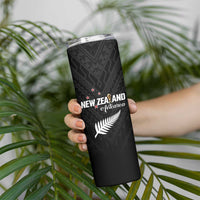 Custom Football New Zealand Skinny Tumbler Aotearoa United Black Version LT01 - Polynesian Pride