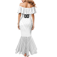 Custom Football New Zealand Family Matching Mermaid Dress and Hawaiian Shirt Aotearoa United White Version LT01 - Polynesian Pride