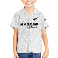 Custom Football New Zealand Kid Hawaiian Shirt Aotearoa United White Version LT01 Kid White - Polynesian Pride