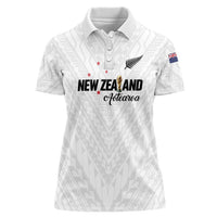 Custom Football New Zealand Women Polo Shirt Aotearoa United White Version LT01 Female White - Polynesian Pride
