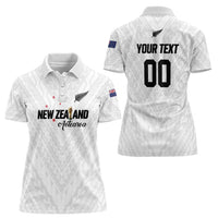 Custom Football New Zealand Women Polo Shirt Aotearoa United White Version LT01 - Polynesian Pride