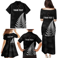 Personalised New Zealand 2025 Archery Family Matching Puletasi and Hawaiian Shirt Aotearoa Silver Arrows Black LT01 - Polynesian Pride