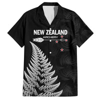 Personalised New Zealand 2025 Archery Family Matching Short Sleeve Bodycon Dress and Hawaiian Shirt Aotearoa Silver Arrows Black LT01 Dad's Shirt - Short Sleeve Black - Polynesian Pride