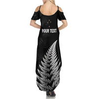 Personalised New Zealand 2025 Archery Family Matching Summer Maxi Dress and Hawaiian Shirt Aotearoa Silver Arrows Black LT01 - Polynesian Pride