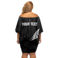 Personalised New Zealand 2025 Archery Off Shoulder Short Dress Aotearoa Silver Arrows Black