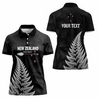 Personalised New Zealand 2025 Archery Women Polo Shirt Aotearoa Silver Arrows Black