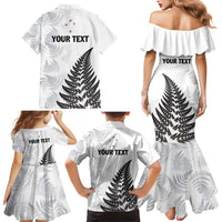 Personalised New Zealand 2025 Archery Family Matching Mermaid Dress and Hawaiian Shirt Aotearoa Silver Arrows White LT01 - Polynesian Pride