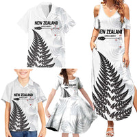 Personalised New Zealand 2025 Archery Family Matching Summer Maxi Dress and Hawaiian Shirt Aotearoa Silver Arrows White LT01 - Polynesian Pride