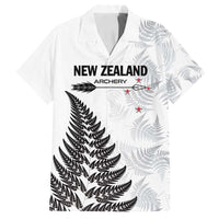 Personalised New Zealand 2025 Archery Family Matching Summer Maxi Dress and Hawaiian Shirt Aotearoa Silver Arrows White LT01 Dad's Shirt - Short Sleeve White - Polynesian Pride