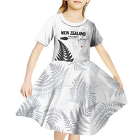 Personalised New Zealand 2025 Archery Kid Short Sleeve Dress Aotearoa Silver Arrows White