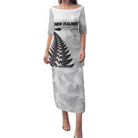 Personalised New Zealand 2025 Archery Puletasi Aotearoa Silver Arrows White LT01 Long Dress White - Polynesian Pride