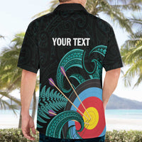 Personalised New Zealand Archery Hawaiian Shirt Turquoise Maori Silver Fern