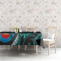 New Zealand Archery Tablecloth Turquoise Maori Silver Fern