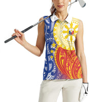 Philippines Women Sleeveless Polo Shirt Pilipinas Polynesian Pattern