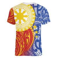 Philippines Women V-Neck T-Shirt Pilipinas Polynesian Pattern