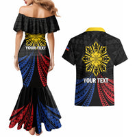 Personalized Philippines Independence Day Couples Matching Mermaid Dress and Hawaiian Shirt Filipino 126th Anniversary Sun Tattoo LT01 - Polynesian Pride