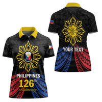 Personalized Philippines Independence Day Women Polo Shirt Filipino 126th Anniversary Sun Tattoo