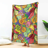 Hawaii Fruits Hippie Style Blanket Vibrant Colorful